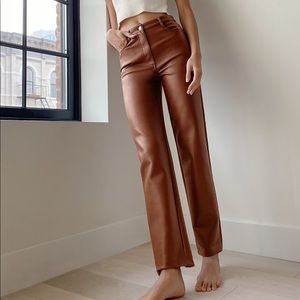 Melina leather Pants-Cognac
